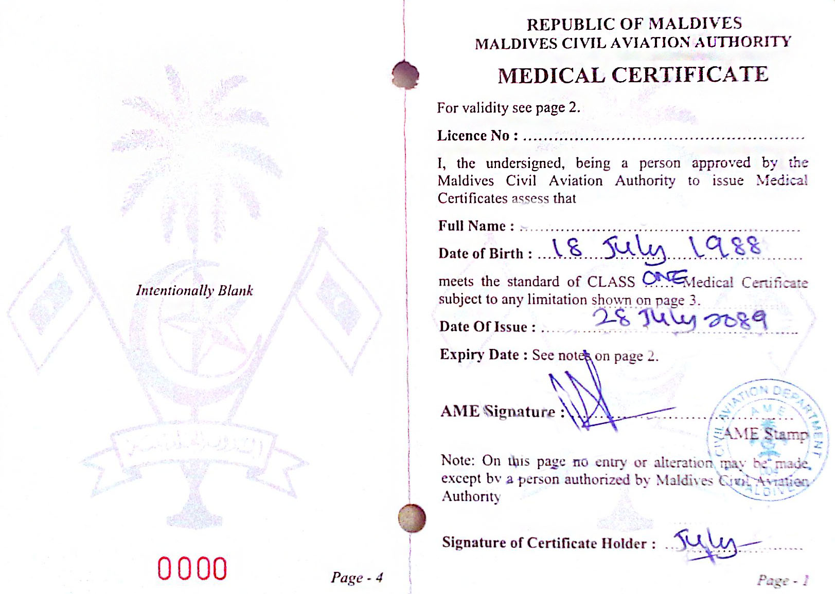 Sample Medical Certificate